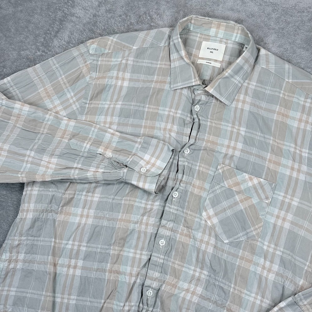 Billy Reid Plaid Standard Fit Button Down Shirt Men 2XL Long Sleeve Cotton Italy